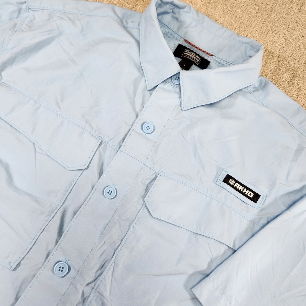 Alaskan Hardgear Mens L Crooked River SS Fishing Hiking Shirt Blue 60415 AKHG